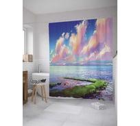 Штора (занавеска) для ванной JoyArty "Морская тропинка" из сатена, 180х200 см с крючками, sc_9259