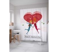 Штора (занавеска) для ванной JoyArty "Полет влюбленных" из сатена, 180х200 см с крючками, sc_91987