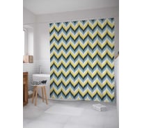 Штора (занавеска) для ванной JoyArty "Желто-зеленый узор" из сатена, 180х200 см с крючками, sc_79814