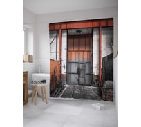 Штора (занавеска) для ванной JoyArty "Промышленный объект" из сатена, 180х200 см с крючками, sc_36275