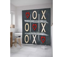 Штора (занавеска) для ванной JoyArty "Любовная игра" из сатена, 180х200 см с крючками, sc_36438