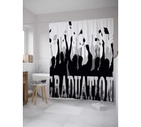 Штора (занавеска) для ванной JoyArty "Радостные выпускники" из сатена, 180х200 см с крючками, sc_36251