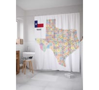 Штора (занавеска) для ванной JoyArty "Карта Штат Техас" из сатена, 180х200 см с крючками, sc_7155