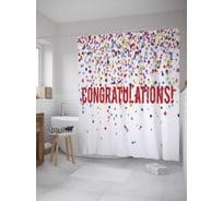 Штора (занавеска) для ванной JoyArty "Конфетти на выпускной" из сатена, 180х200 см с крючками, sc_36231