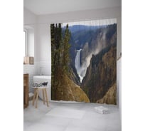 Штора (занавеска) для ванной JoyArty "Водопад на Гранд-Каньон" из сатена, 180х200 см с крючками, sc_8452