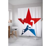 Штора (занавеска) для ванной JoyArty "Спортивная звезда" из сатена, 180х200 см с крючками, sc_36989