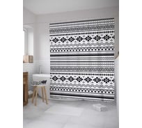 Штора (занавеска) для ванной JoyArty "Этнические ряды" из сатена, 180х200 см с крючками, sc_36536