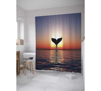 Штора (занавеска) для ванной JoyArty "Хвост кита" из сатена, 180х200 см с крючками, sc_33587