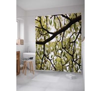 Штора (занавеска) для ванной JoyArty "Тяжелая ветвь" из сатена, 180х200 см с крючками, sc_7664