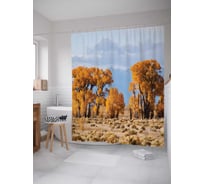 Штора (занавеска) для ванной JoyArty "Пустынный лес" из сатена, 180х200 см с крючками, sc_4151