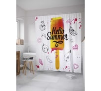 Штора (занавеска) для ванной JoyArty "Летнее мороженое" из сатена, 180х200 см с крючками, sc_36308