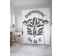 Штора (занавеска) для ванной JoyArty "Узорное поздравление с выпуском" из сатена, 180х200 см с крючками, sc_36222