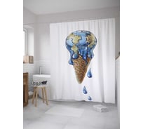 Штора (занавеска) для ванной JoyArty "Мороженое планета" из сатена, 180х200 см с крючками, sc_36333