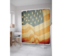 Штора (занавеска) для ванной JoyArty "Американский флаг гранж" из сатена, 180х200 см с крючками, sc_5029