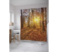 Штора (занавеска) для ванной JoyArty "Лесное покрытие" из сатена, 180х200 см с крючками, sc_8939