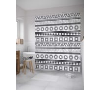 Штора (занавеска) для ванной JoyArty "Монохромный этнос" из сатена, 180х200 см с крючками, sc_36569