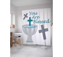 Штора (занавеска) для ванной JoyArty "Ты благословлен" из сатена, 180х200 см с крючками, sc_9593