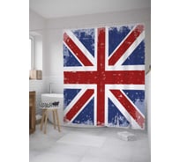 Штора (занавеска) для ванной JoyArty "Винтажный флаг Великобритании" из сатена, 180х200 см с крючками, sc_33102