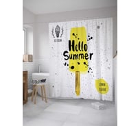 Штора (занавеска) для ванной JoyArty "Мороженое из лимона" из сатена, 180х200 см с крючками, sc_36325