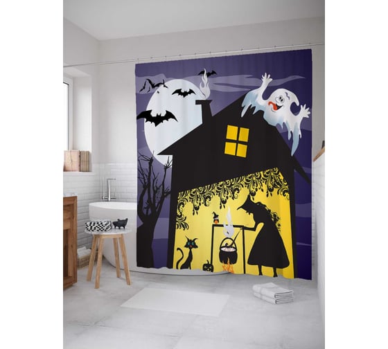 Штора (занавеска) для ванной JoyArty "Колдовское зелье" из сатена, 180х200 см с крючками, sc_6040 1