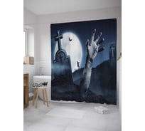 Штора (занавеска) для ванной JoyArty "Рука из могилы" из сатена, 180х200 см с крючками, sc_36419