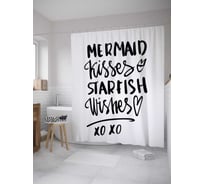 Штора (занавеска) для ванной JoyArty "Поцелуй русалки" из сатена, 180х200 см с крючками, sc_36427