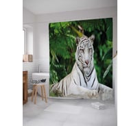 Штора (занавеска) для ванной JoyArty "Бенгальский тигр" из сатена, 180х200 см с крючками, sc_38655