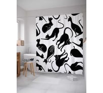 Штора (занавеска) для ванной JoyArty "Многообразие кошек" из сатена, 180х200 см с крючками, sc_4897