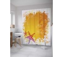 Штора (занавеска) для ванной JoyArty "Солнечные морские звезды" из сатена, 180х200 см с крючками, sc_35900
