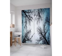 Штора (занавеска) для ванной JoyArty "Небесный лес" из сатена, 180х200 см с крючками, sc_3441