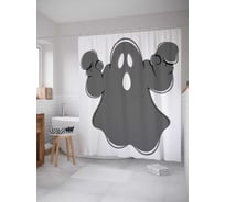 Штора (занавеска) для ванной JoyArty "Жуткий призрак Хэллоуина" из сатена, 180х200 см с крючками, sc_4803