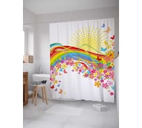 Штора (занавеска) для ванной JoyArty "Радужный шлейф" из сатена, 180х200 см с крючками, sc_38486