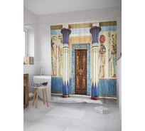 Штора (занавеска) для ванной JoyArty "Египетский храм" из сатена, 180х200 см с крючками, sc_9327
