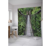 Штора (занавеска) для ванной JoyArty "Мост в лесу" из сатена, 180х200 см с крючками, sc_8638