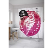 Штора (занавеска) для ванной JoyArty "Вафельный рожок мороженого" из сатена, 180х200 см с крючками, sc_36322