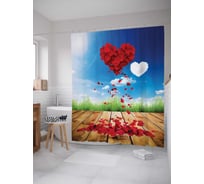 Штора (занавеска) для ванной JoyArty "Сердечки из лепестков" из сатена, 180х200 см с крючками, sc_7266