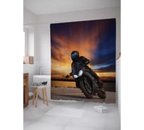 Штора (занавеска) для ванной JoyArty "Мотоциклист под небом" из сатена, 180х200 см sc_378898