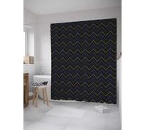 Штора (занавеска) для ванной JoyArty "Зигзаги на темном" из сатена, 180х200 см с крючками, sc_35330