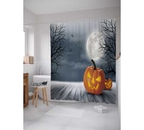 Штора (занавеска) для ванной JoyArty "Ночь на Хеллоуин" из сатена, 180х200 см с крючками, sc_36738