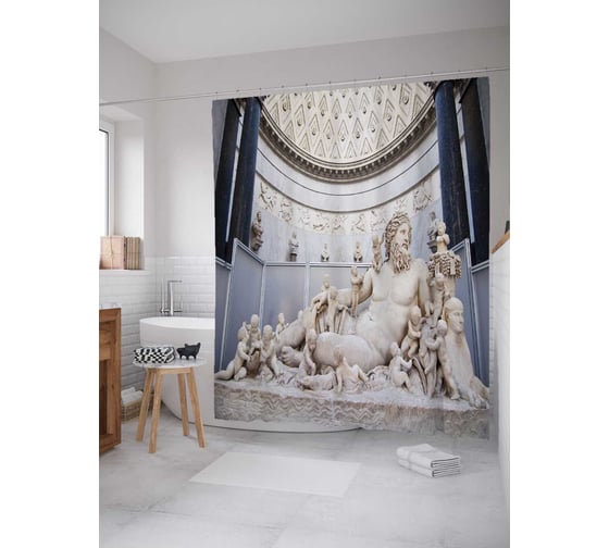 Штора (занавеска) для ванной JoyArty "Скульптура Нила" из сатена, 180х200 см с крючками, sc_9955 1