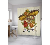 Штора (занавеска) для ванной JoyArty "День смерти" из сатена, 180х200 см с крючками, sc_35934