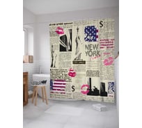Штора (занавеска) для ванной JoyArty "Старая газета" из сатена, 180х200 см с крючками, sc_36789