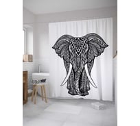 Штора (занавеска) для ванной JoyArty "Священный слон" из сатена, 180х200 см с крючками, sc_35368