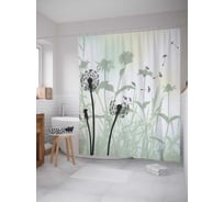 Штора (занавеска) для ванной JoyArty "Свободные одуванчики" из сатена, 180х200 см с крючками, sc_4397