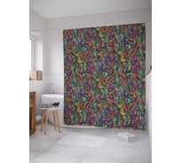 Штора (занавеска) для ванной JoyArty "Абстрактное цветение" из сатена, 180х200 см с крючками, sc_33099