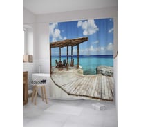 Штора (занавеска) для ванной JoyArty "Экостиль у моря" из сатена, 180х200 см с крючками, sc_34928