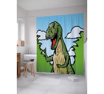 Штора (занавеска) для ванной JoyArty "Нарисованный тиранозавр" из сатена, 180х200 см с крючками, sc_40128