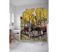 Штора (занавеска) для ванной JoyArty "В городе осень" из сатена, 180х200 см с крючками, sc_3459