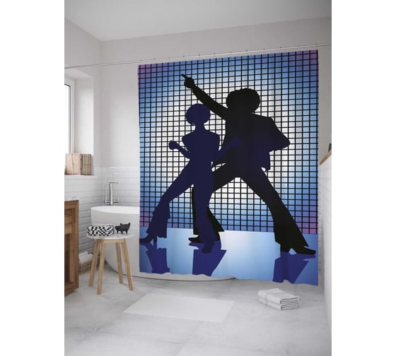 Штора (занавеска) для ванной JoyArty "Музыка рок-н-ролл" из сатена, 180х200 см с крючками, sc_33663