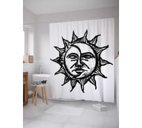 Штора (занавеска) для ванной JoyArty "Графическая астрономия" из сатена, 180х200 см с крючками, sc_35676